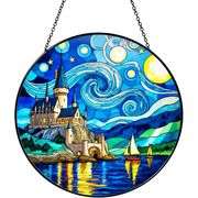 Castle by the Lake Stained Glass Suncatcher
