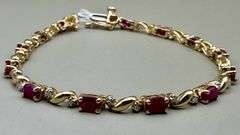 14K Yellow Gold Ruby and Diamond Tennis Bracelet