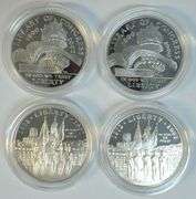 2 2000 Library of Congress & 2 2002 West Point Gem PRF Silver $1's in original velvet box