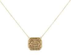 New 0.83ctw Baguette and Round Diamond Mosaic Pendant Necklace in 14K