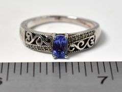 Amethyst and Diamond Ring in Sterling Silver