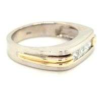 14kt White gold 0.65ctw princess cut two tone band