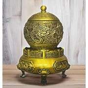 Spinning Solid Brass Dragon-Lion Feng Shui Burner