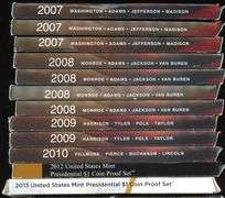11 Assorted Presidential $1 US Proof Sets in Box w/COA