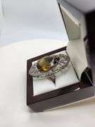 Extremely fine Victorian citrine and diamonds ring on silver