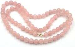 Pink quartz bead ball necklace