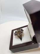 Extremely fine Victorian natural sapphire in center and diamonds ring on silver