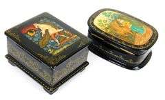 2 Vintage Handpainted Russian Boxes