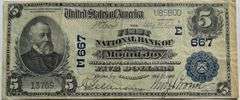 $5 First Natl  Bank Mount Joy Pa 1902 Picture Back National Note