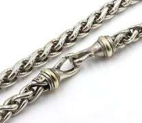 David Yurman 8.5mm 2 tone wheat link chain necklace