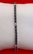 14K White Gold Sapphires and Diamond Tennis Bracelet