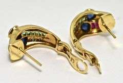 Colorful 18K Sapphire, Ruby, Emerald & Diamond Earrings