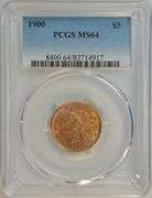 Fully struck virtual Gem BU 1900 $5 Liberty Gold Piece. PCGS MS64