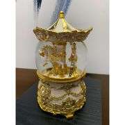 Gold & Ivory Carousel Music Box Snow Globe