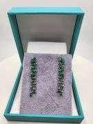 Very high quality hand made emerald on silver earrings