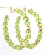 14kt Yellow gold Peridot and gold bead hoop earrings