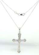 14kt White gold 0.25ctw channel set diamond cross pendant on chain