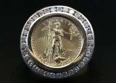 14K Yellow Gold Ring with 22K Yellow Gold Liberty Coin