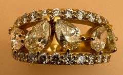 14K Yellow Gold Pear Cut Diamond Ring of 2.55 CTW