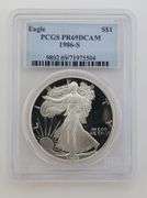 1986 S Silver Eagle, PCGS PR69DCAM