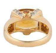 Citrine and 0.45ctw Pave Diamond V Shaped Statement Ring in 18K