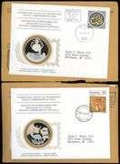 5 Different 1976 Internation Society of Postmasters Silver Medallic First Day Covers in Original Env
