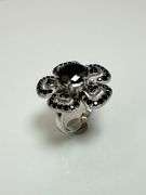 Impressive 14 Kt White Gold Plate 7 Ct Black Moissanite Flower Ring