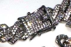 Dazzling Huge 103.5 Gram 18 Kt White Gold Plate Simulated Diamond Chain Pendant Necklace