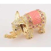 Handmade 24K Gold & Pink Elephant Fabergé Trinket Box