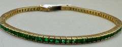 14K Yellow Gold Princess Cut Emerald Tennis Bracelet