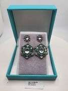 Very high quality hand made emerald and diamonds with blue topaz on silver earrings