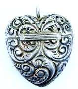 Antique Sterling Silver Heart Vinaigrette Scent Box