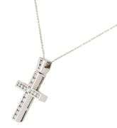 0.75ctw Round Diamond Channel Set Cross Pendant Necklace in 14K