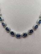 Extremely fine 34.6G of 14k gold and 32.16 ctw GGA certfied Sapphire and diamond necklace