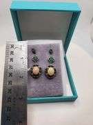 Extremely fine Victorian Emerald and diamonds and opal earrings
