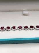 Extremely rare Oscare Friedman platinum 6.87 ctw GIA certfied 22 Burmese rubies and diamond bracelet