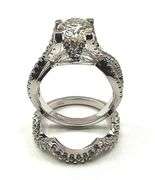 14 Kt White Gold Plate 2.75 Ct Lab Simulated Diamond 2 Band Engagement Ring Set