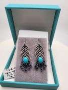 Extremely fine Victorian turquoise and diamonds with sapphire earrings