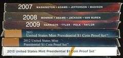 Run of 7 US Presidential $1 Proof Sets in Box w/COA: 2007-2013