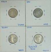 Run of 4 different nice Uncirculated Mercury Dimes 1927 to 1938