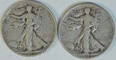 2 Scarce sharp 1933-S Walking Liberty Half Dollars