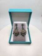 Very high quality hand made emerald and diamonds on silver earrings