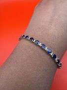 14K Yellow Gold Sapphires and Diamond Tennis Bracelet