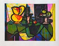 Collectible Pencil Numbered Pablo Picasso, Pitcher And Bowl Of Fruit