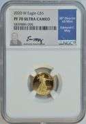 Flawless Ultra Cameo Proof 2020-W $5 Gold Eagle. NGC PF70UC