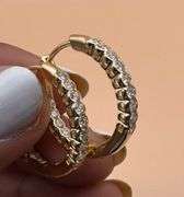 14K Yellow Gold Round Brilliant Cut Lab Diamond Hoop Earrings of 1.0ct