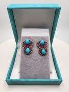 Extremely fine Victorian turquoise and diamonds with ruby earrings