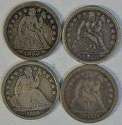 4 Diff. Sharp Liberty Seated Dimes 1839-O to 1855 Arrows