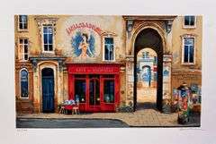Hand Signed Alexander Borewko Serigraph, Café du Vaudeville