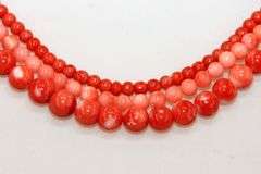 Natural Coral Beads - Lot of 3